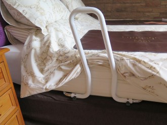 This Bed Bar can be &lsquo;folded&rsquo; the other way over to fit at the other side of the bed, and stores flat.